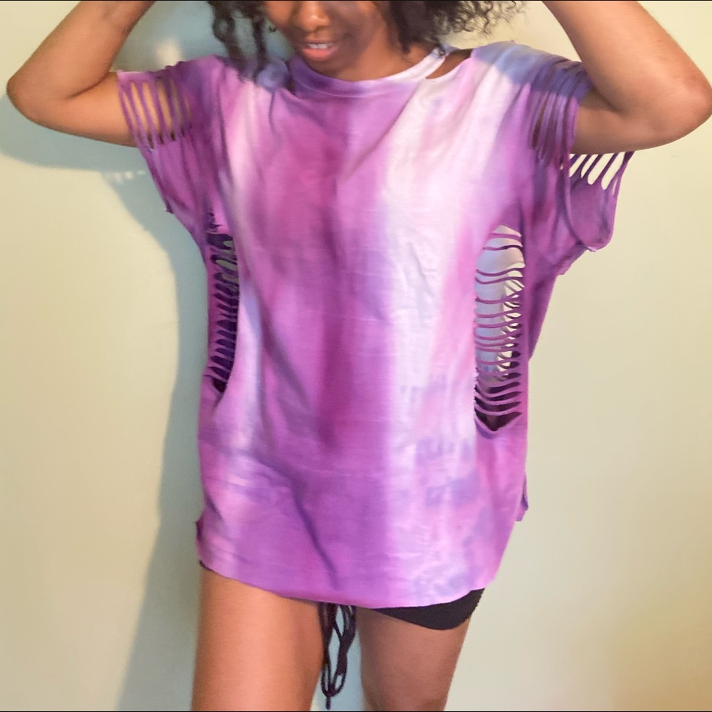 Purple Tye Dye Cut Out Top